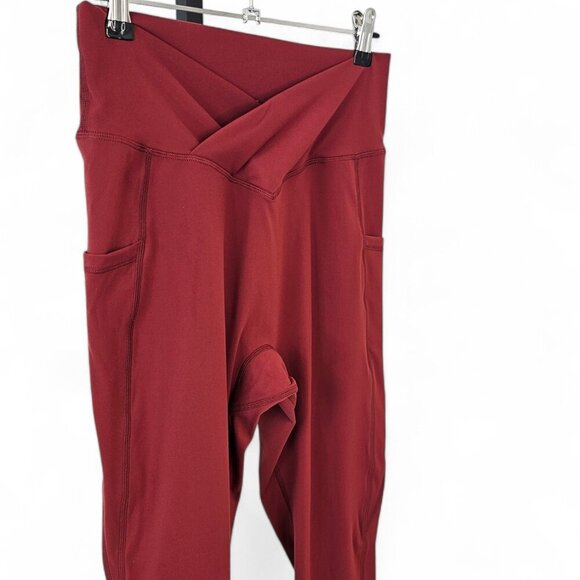 Buffbunny Womens Siren Leggings, Crossover Waist, V-Back, Red, Athletic, Size L - Picture 3 of 8